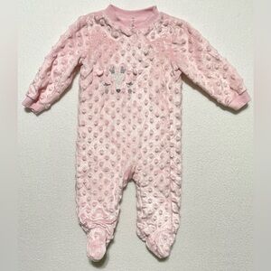 Kyle & Deena New York One Piece Sleepwear W/Footies Pink W/Deer Embroidery 3-6M